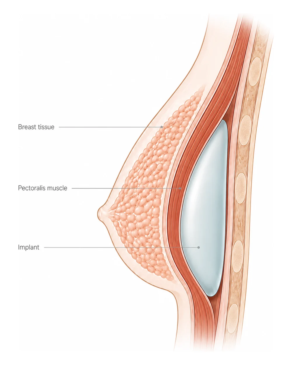 ภาพประกอบทางการแพทย์ — วางใต้กล้ามเนื้อ (Submuscular)