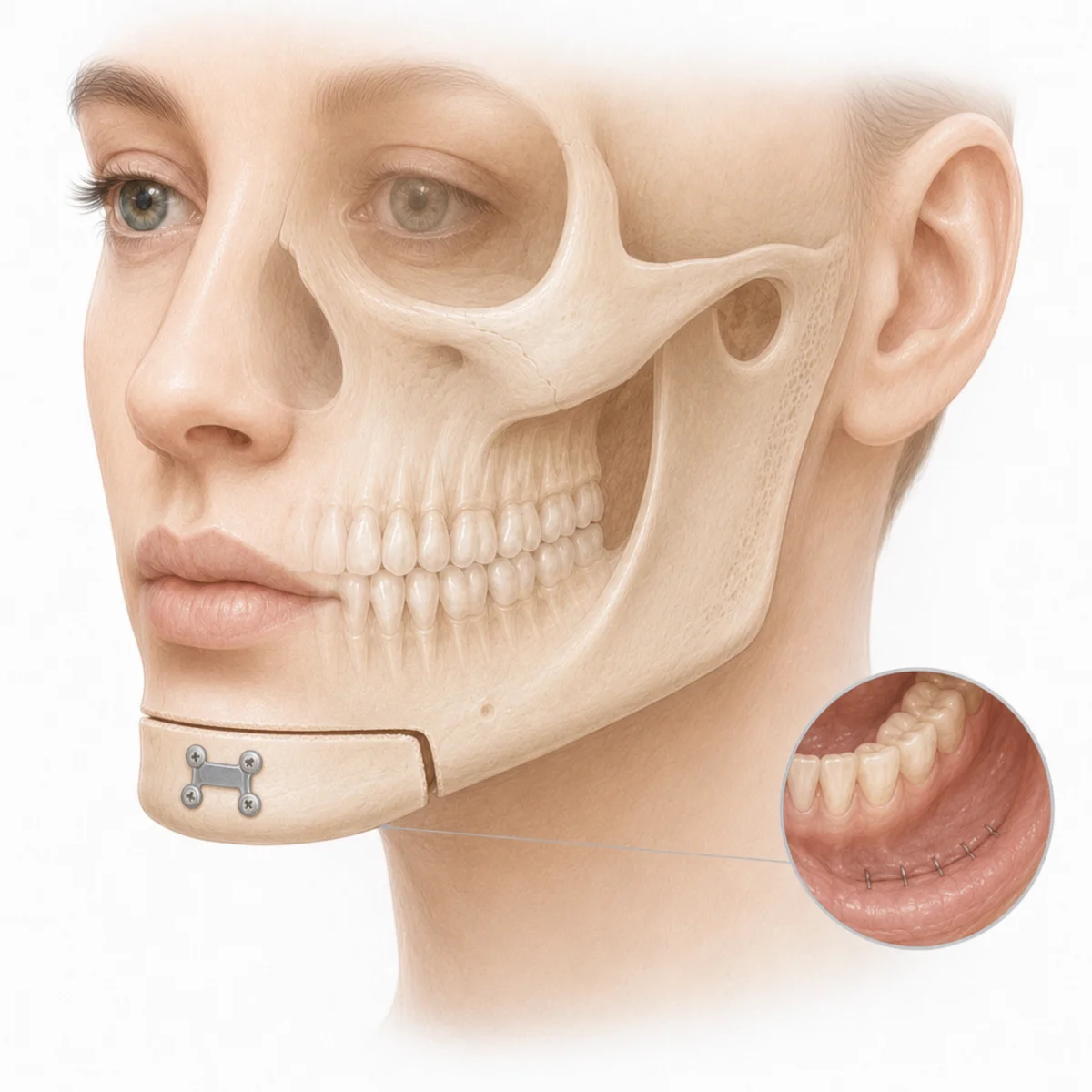ภาพประกอบทางการแพทย์ — เลื่อนกระดูกคาง (Genioplasty)
