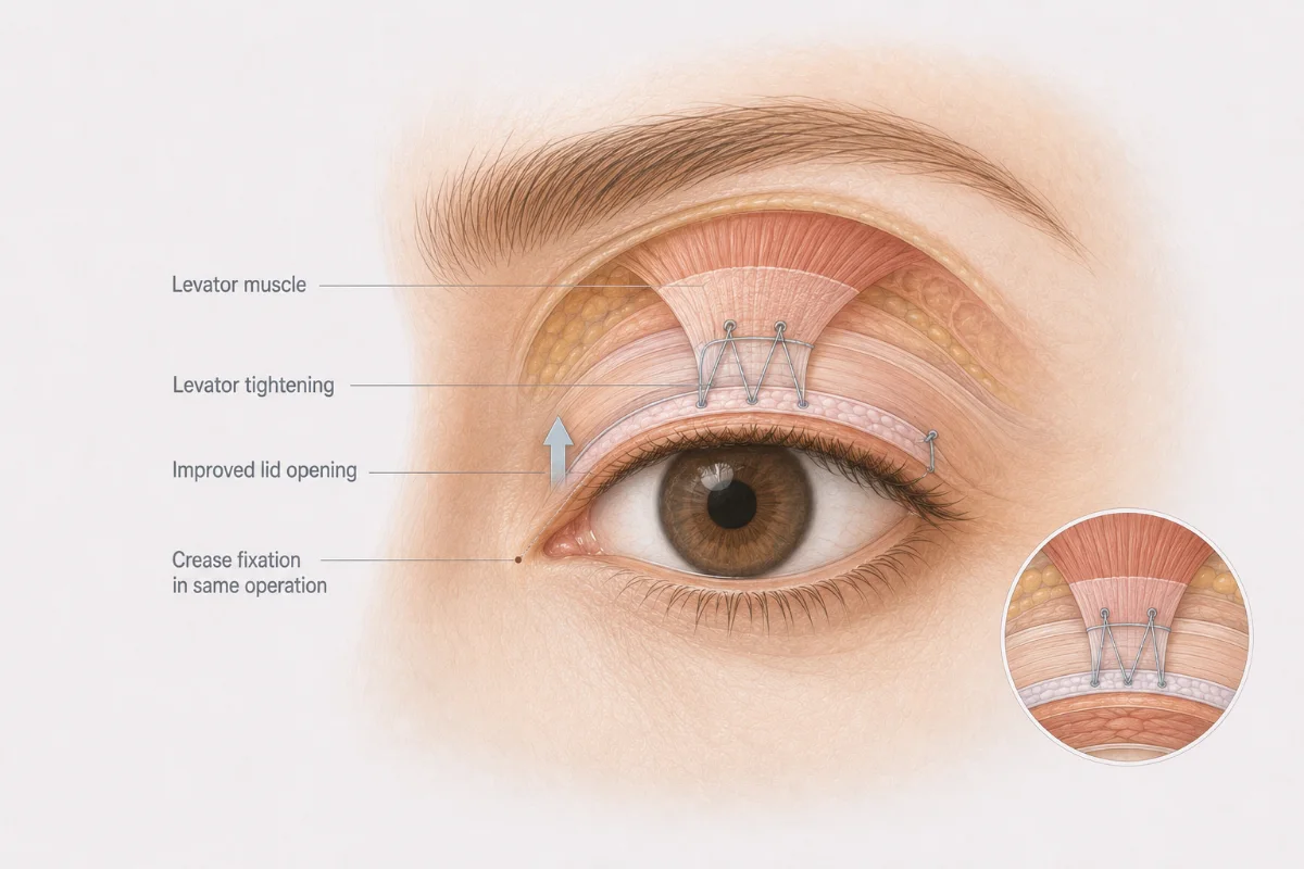 Medical illustration — Ptosis correction