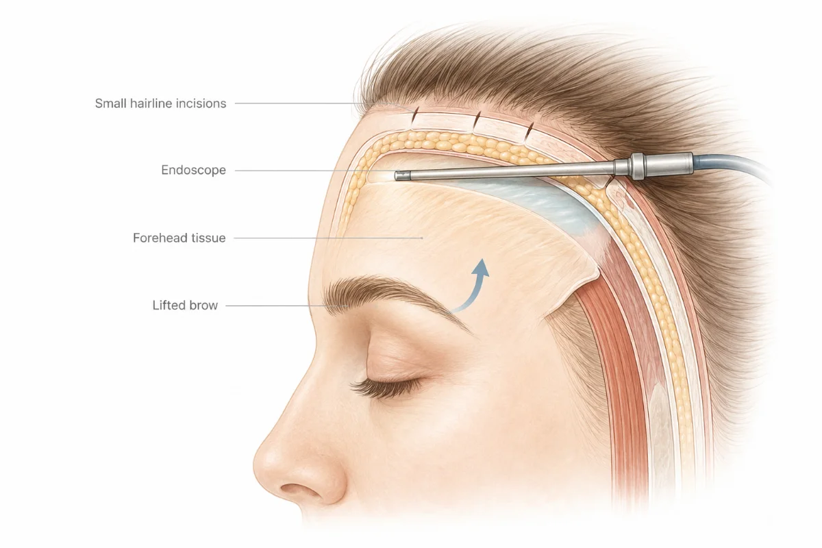 ภาพประกอบทางการแพทย์ — ยกคิ้วผ่านกล้อง (Endoscopic)