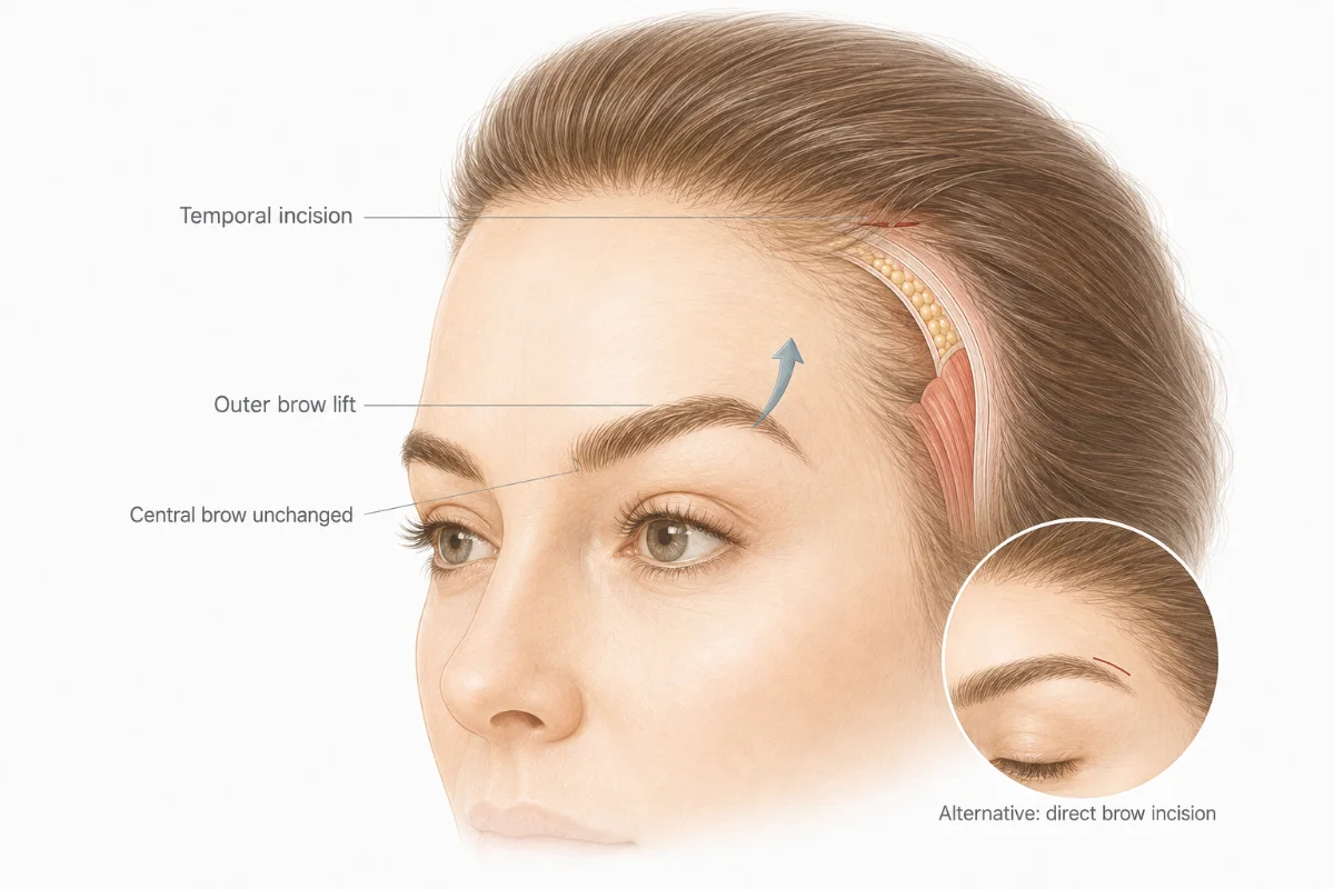 ภาพประกอบทางการแพทย์ — ยกคิ้วเฉพาะส่วน