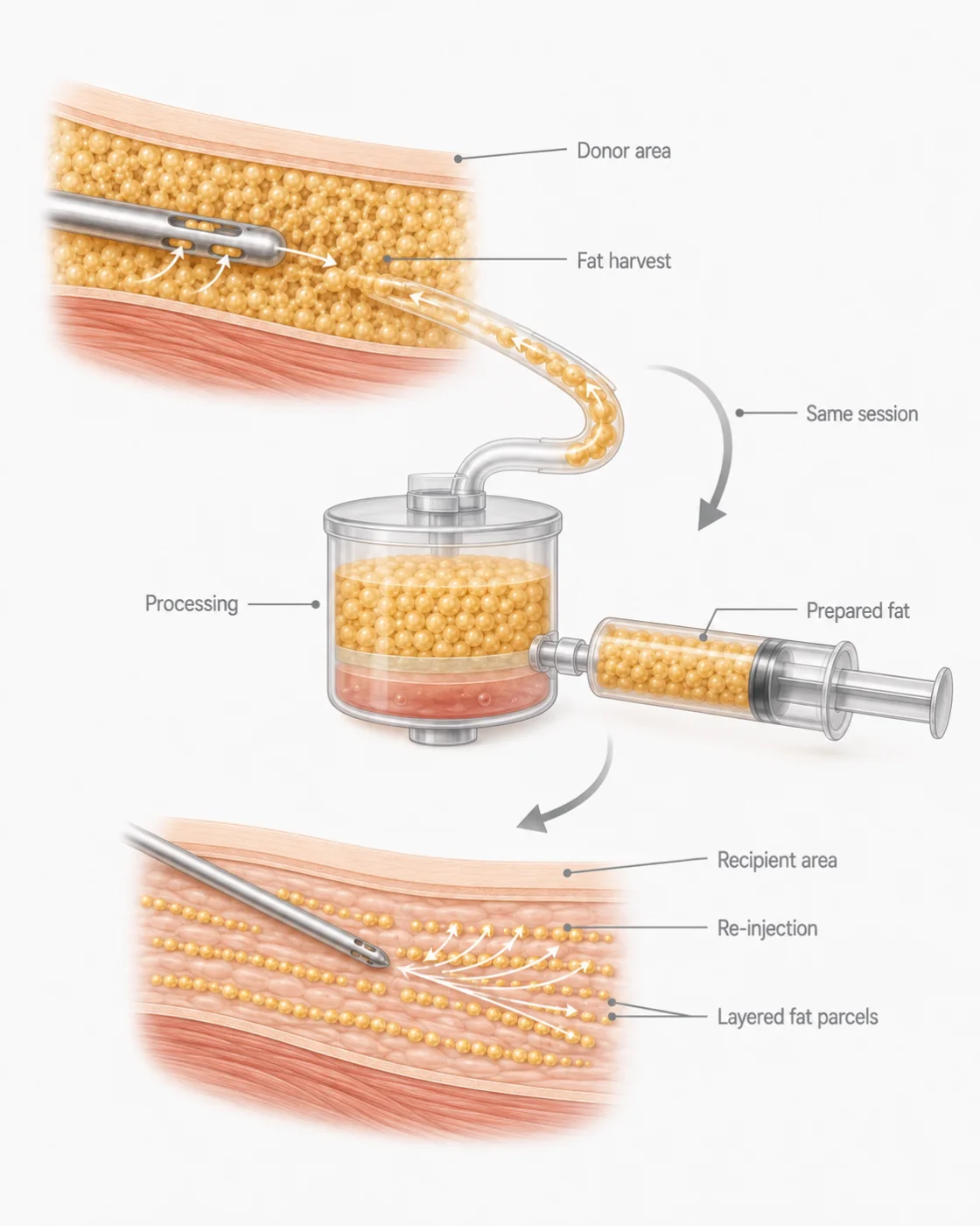 ภาพประกอบทางการแพทย์ — ฉีดไขมันตัวเอง (Fat transfer)