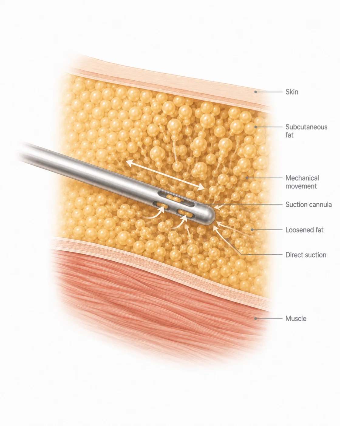 ภาพประกอบทางการแพทย์ — ดูดไขมันมาตรฐาน (Suction-assisted)